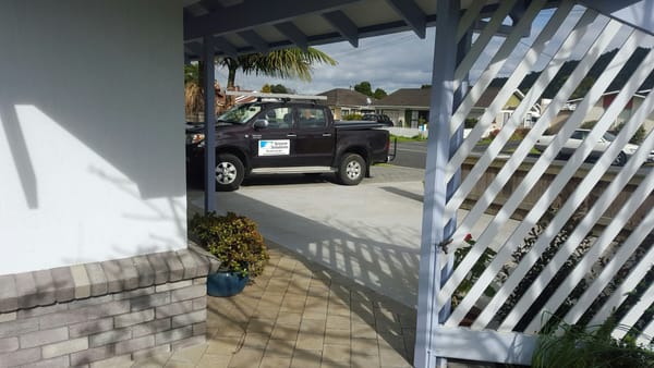 Before: diagonal security gate and side panel