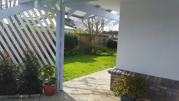 Before: diagonal security gate and side panel