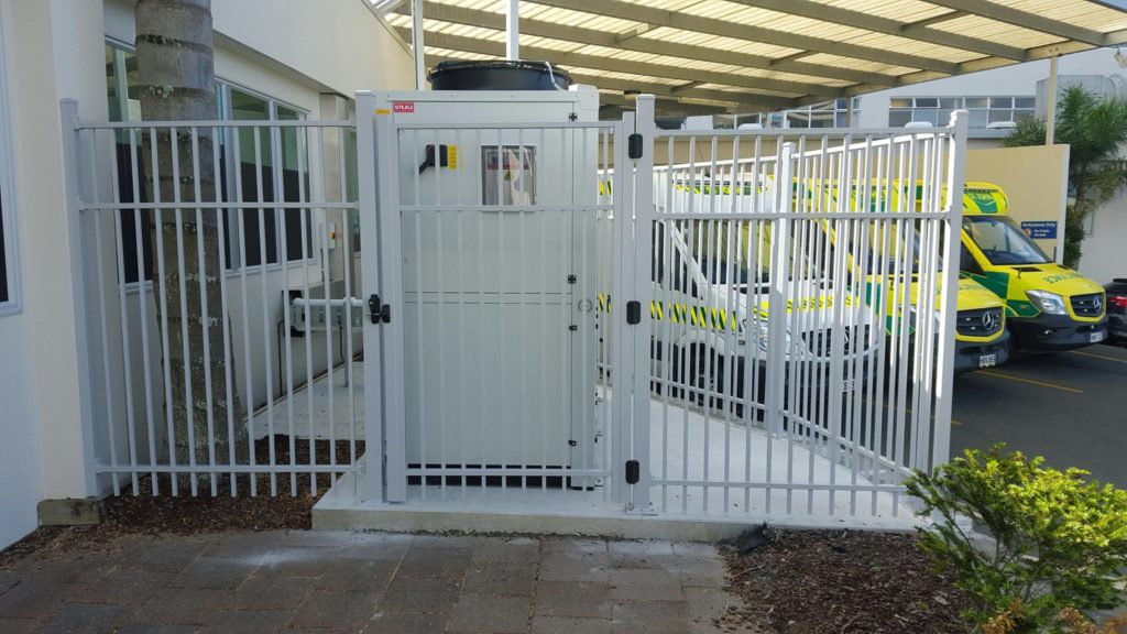 Security fencing and gate at Whangarei Hospital